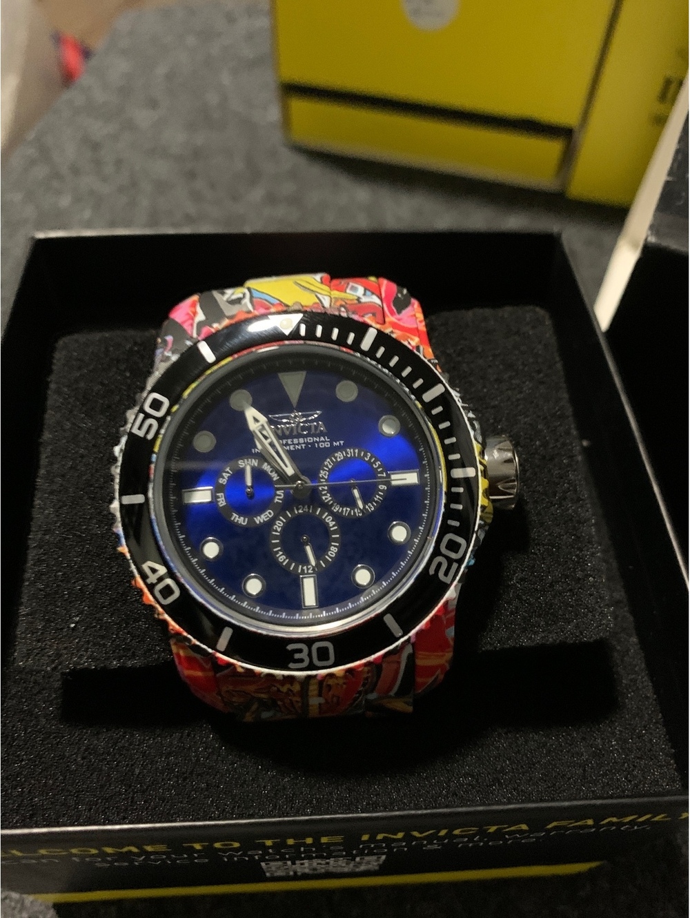 Invicta Pro Diver graffiti blue dial watch
